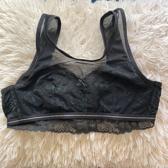 CACIQUE Modern Lace & Mesh Unlined No-Wire Bra 0-2 - Picture 4 of 6